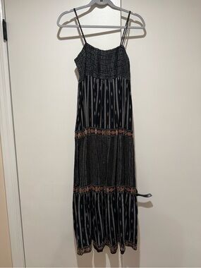 Very Loved, Boho Black Printed Maxi Dress with Spaghetti Straps